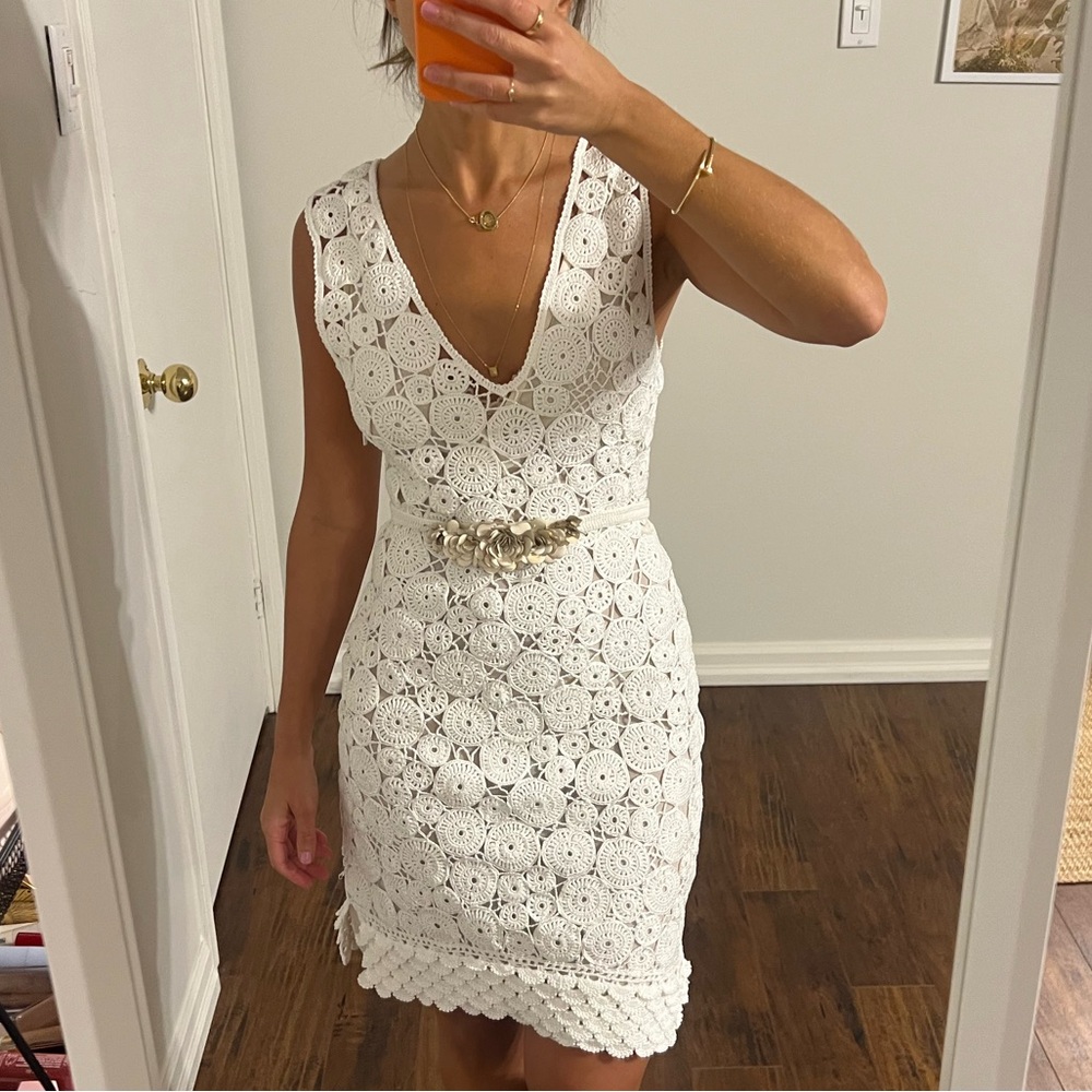 Embroidered Roberto Cavalli dress with shell belt. Size EU 40.